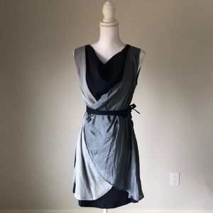 Drapy mixed fabric dress